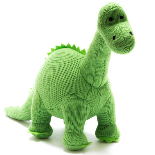 Knitted Diplodocus Dinosaur Soft Toy Bright Green