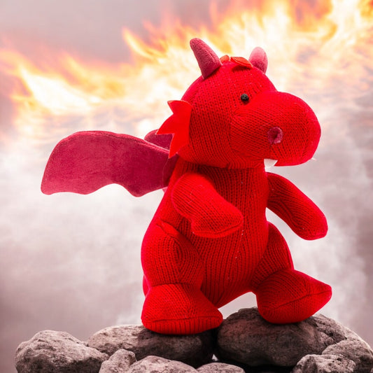 Knitted Dragon Soft Toy Bold Red