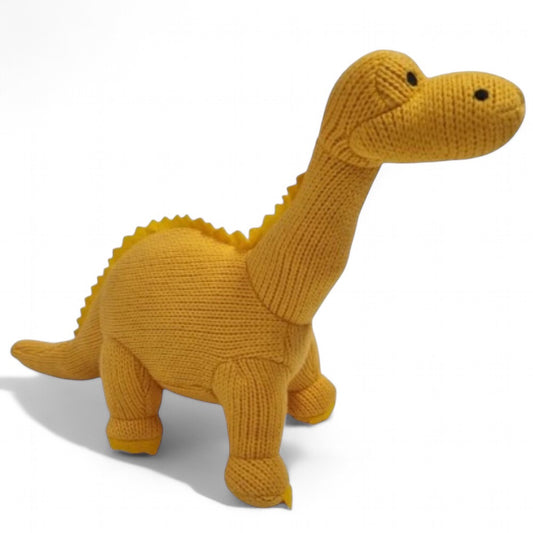 Knitted Diplodocus Dinosaur Soft Toy Golden Yellow